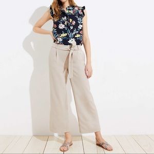 NWT loft tie waist wide leg pants tan beige